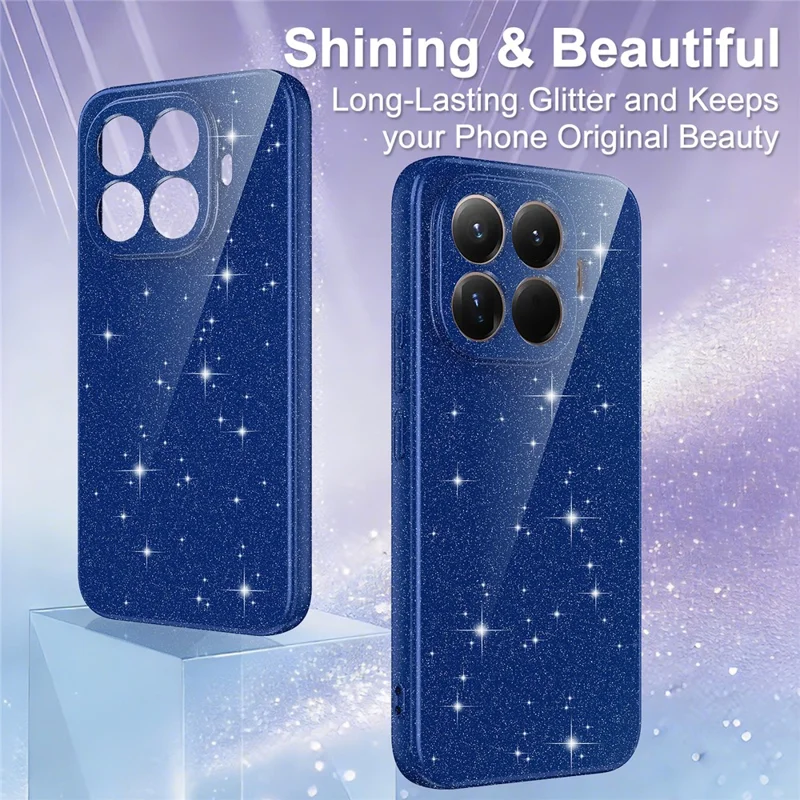 Funda magnética para Xiaomi 15T Pro, funda antichoque de TPU con purpurina y cordón - Azul