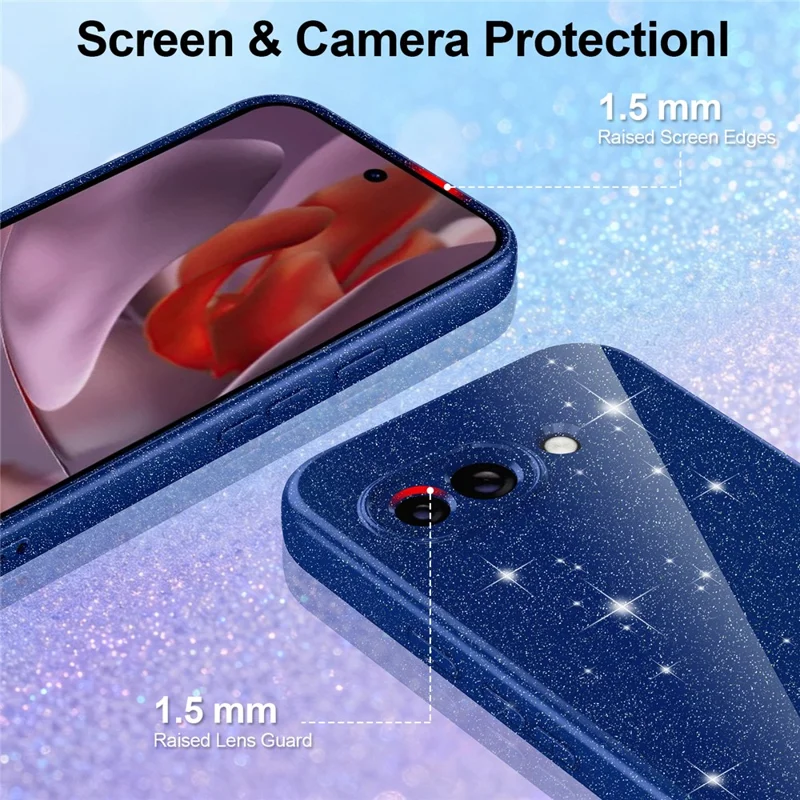 For Google Pixel 9a Magnetic Case Glitter TPU Shockproof Phone Cover with Lanyard - Pink