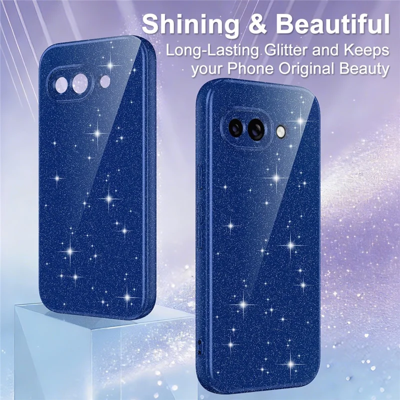 For Google Pixel 9a Magnetic Case Glitter TPU Shockproof Phone Cover with Lanyard - Pink