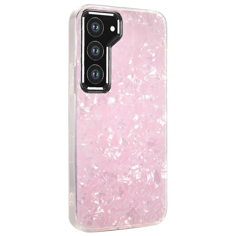 IPAKY Cell Phone Case for Samsung Galaxy S23+, Anti-Fading IMD Acrylic+Soft TPU Shockproof Phone Cover - Pink