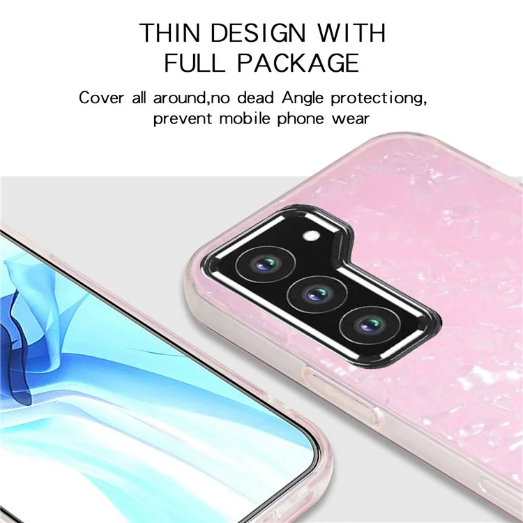 IPAKY Cell Phone Case for Samsung Galaxy S23+, Anti-Fading IMD Acrylic+Soft TPU Shockproof Phone Cover - Pink