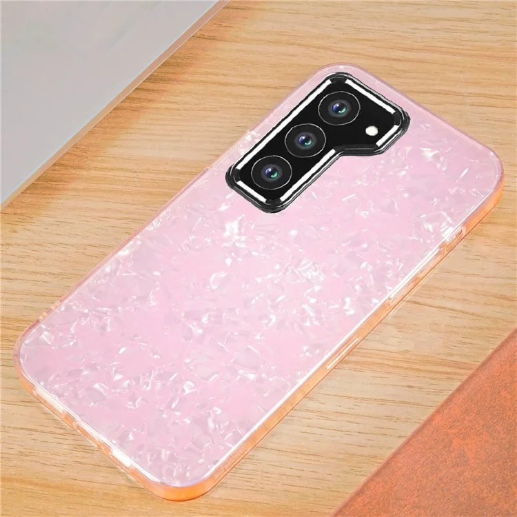 IPAKY Cell Phone Case for Samsung Galaxy S23+, Anti-Fading IMD Acrylic+Soft TPU Shockproof Phone Cover - Pink