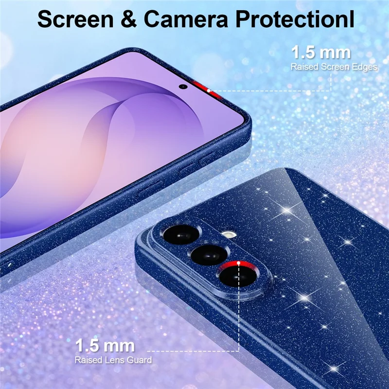 For Samsung Galaxy A57 5G Magnetisk Case Glitter TPU Stødfast Telefonbeskyttelse med Lanyard - Blå