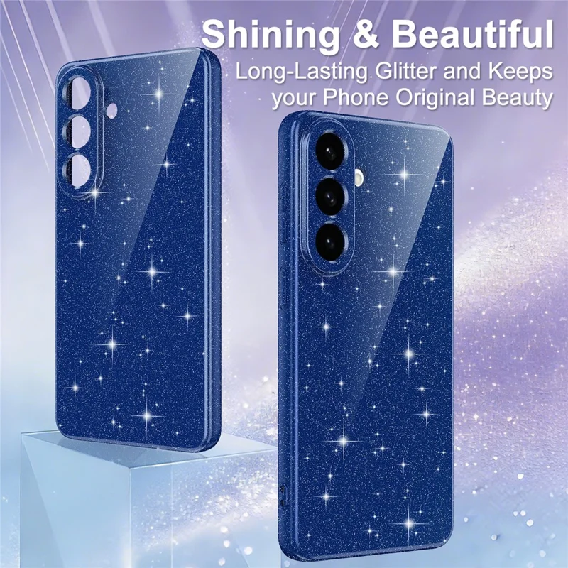 For Samsung Galaxy A57 5G Magnetisk Case Glitter TPU Stødfast Telefonbeskyttelse med Lanyard - Blå