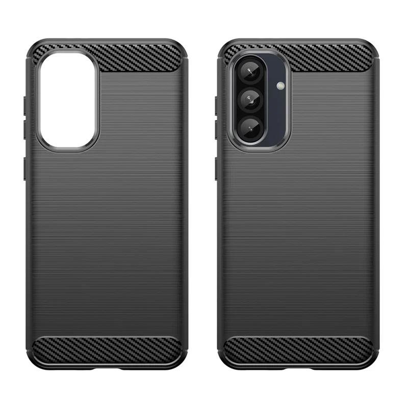 For Samsung Galaxy A37 5G TPU Case Carbon Fiber Texture Brushed Protective Phone Cover - Black