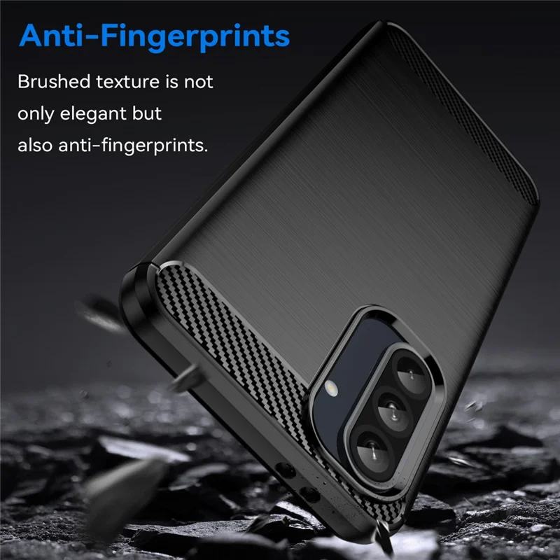 For Samsung Galaxy A37 5G TPU Case Carbon Fiber Texture Brushed Protective Phone Cover - Black