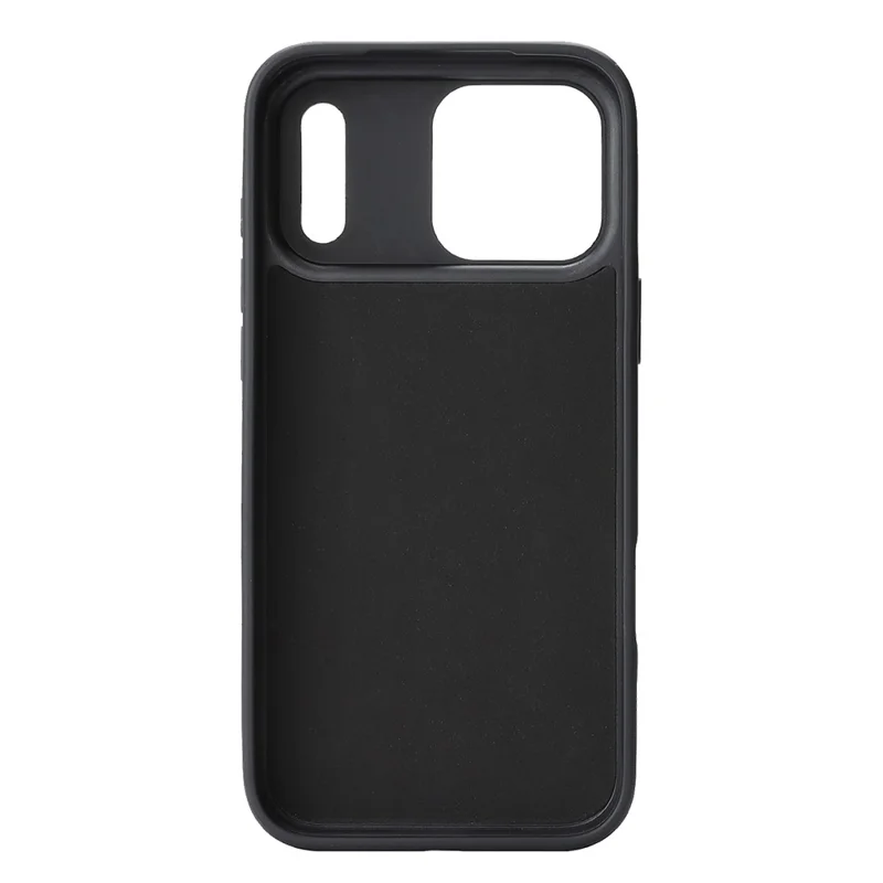 For iPhone 17 Pro Case Carbon Fiber Texture PU TPU Drop-proof Phone Back Cover with Non-Magnetic Metal Ring - Black