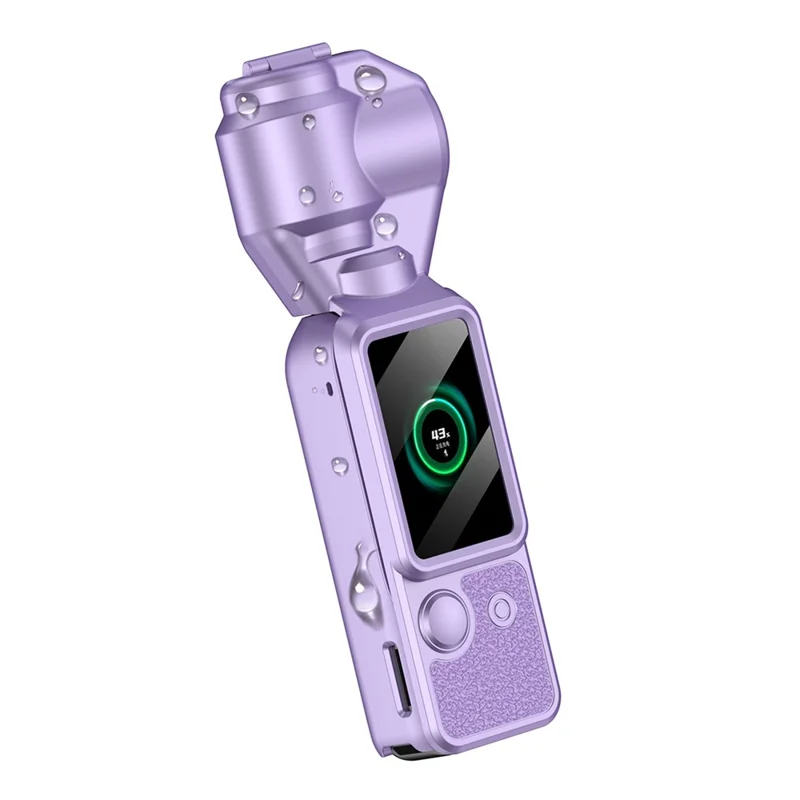 GKK For DJI Osmo Pocket 3 Camera Case Full Coverage Protective Cover with Handle Guard + Gimbal Protector + Lanyard - Purple