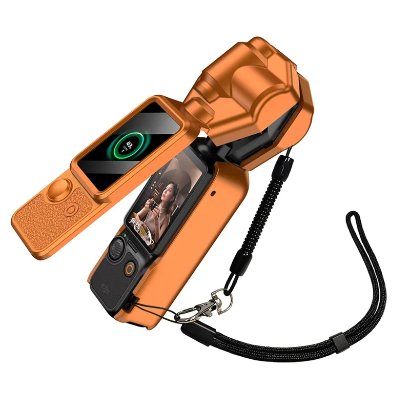 GKK For DJI Osmo Pocket 3 Camera Case Full Coverage Protective Cover with Handle Guard + Gimbal Protector + Lanyard - Purple