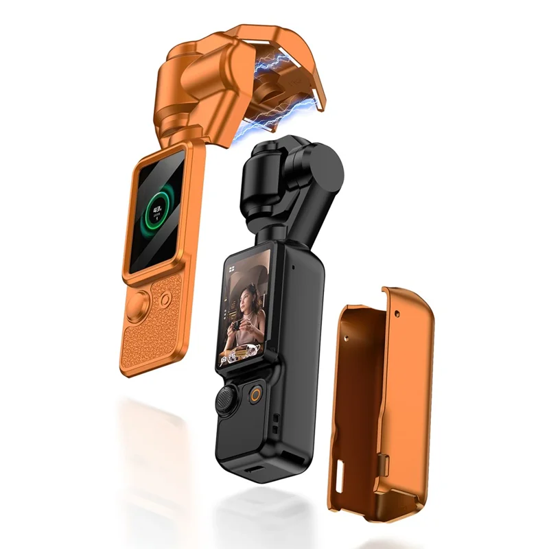 GKK For DJI Osmo Pocket 3 Camera Case Full Coverage Protective Cover with Handle Guard + Gimbal Protector + Lanyard - Purple