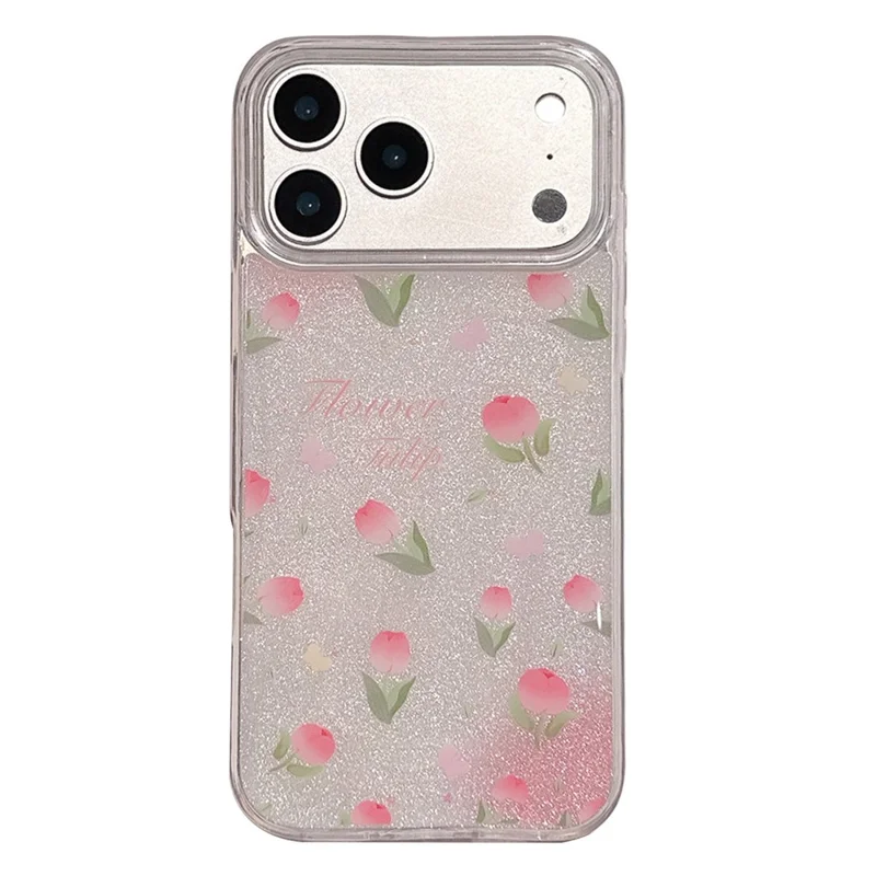 For iPhone 17 Pro TPU Case 2.5mm Glitter Epoxy Flower Pattern  Phone Back Cover - Tulip