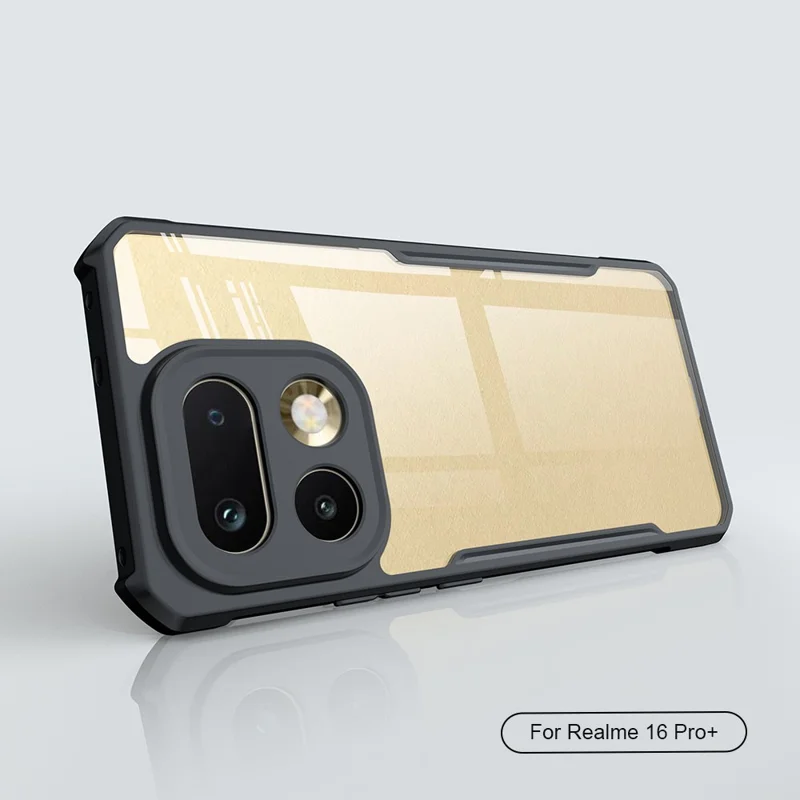 XUNDD Für Realme 16 Pro+ 5G Hülle Sturzsicher TPU + Acryl Transparenter Rücken Handyhülle - Schwarz