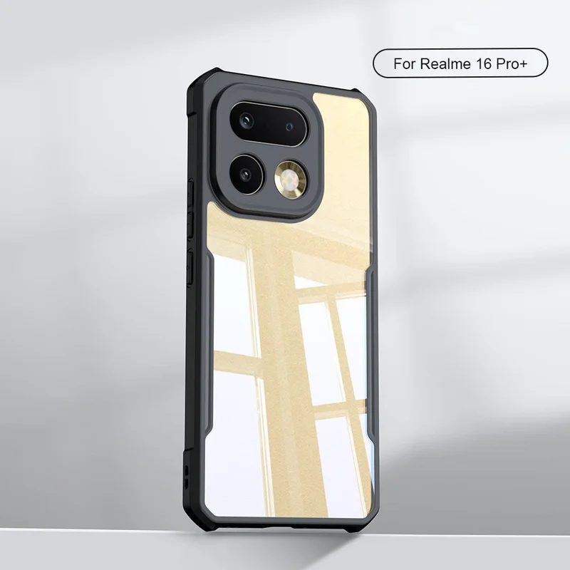 XUNDD Für Realme 16 Pro+ 5G Hülle Sturzsicher TPU + Acryl Transparenter Rücken Handyhülle - Schwarz