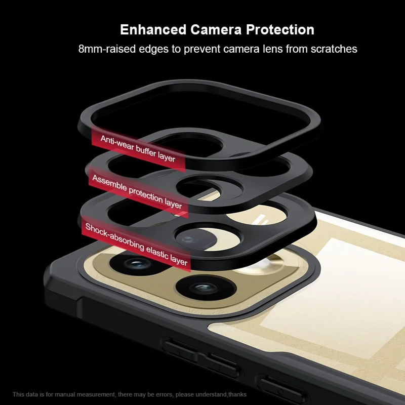 XUNDD Für Realme 16 Pro+ 5G Hülle Sturzsicher TPU + Acryl Transparenter Rücken Handyhülle - Schwarz