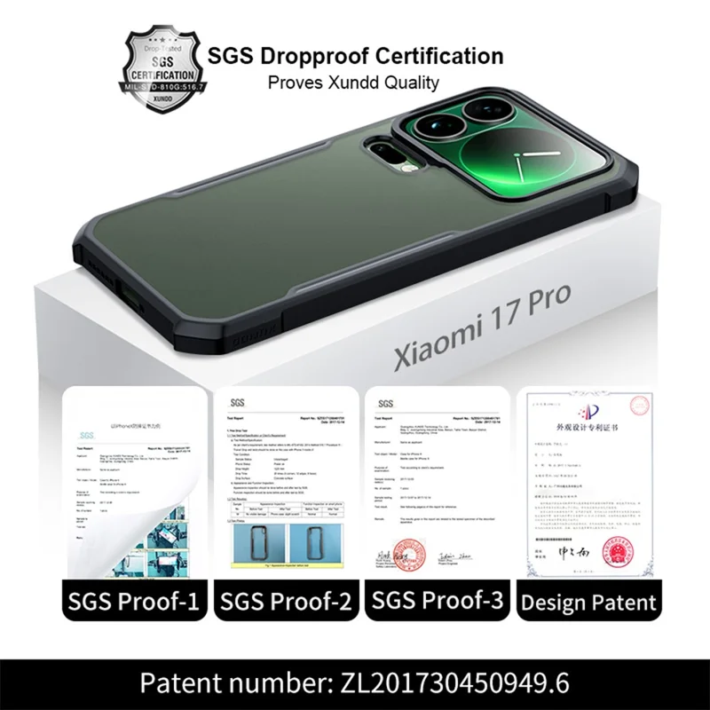 XUNDD For Xiaomi 17 Pro Case Dropproof TPU + Acrylic Clear Back Phone Cover - Black