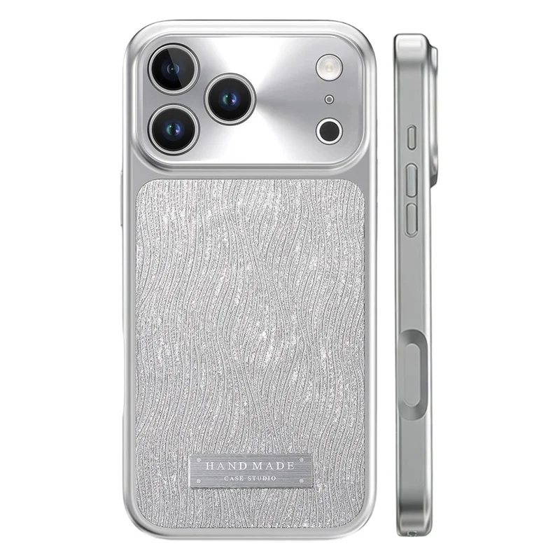 For iPhone 17 Pro Magnetic Case Flowing Water Ripple TPU+PC Shockproof Phone Cover Compatible With Magsafe - Silver