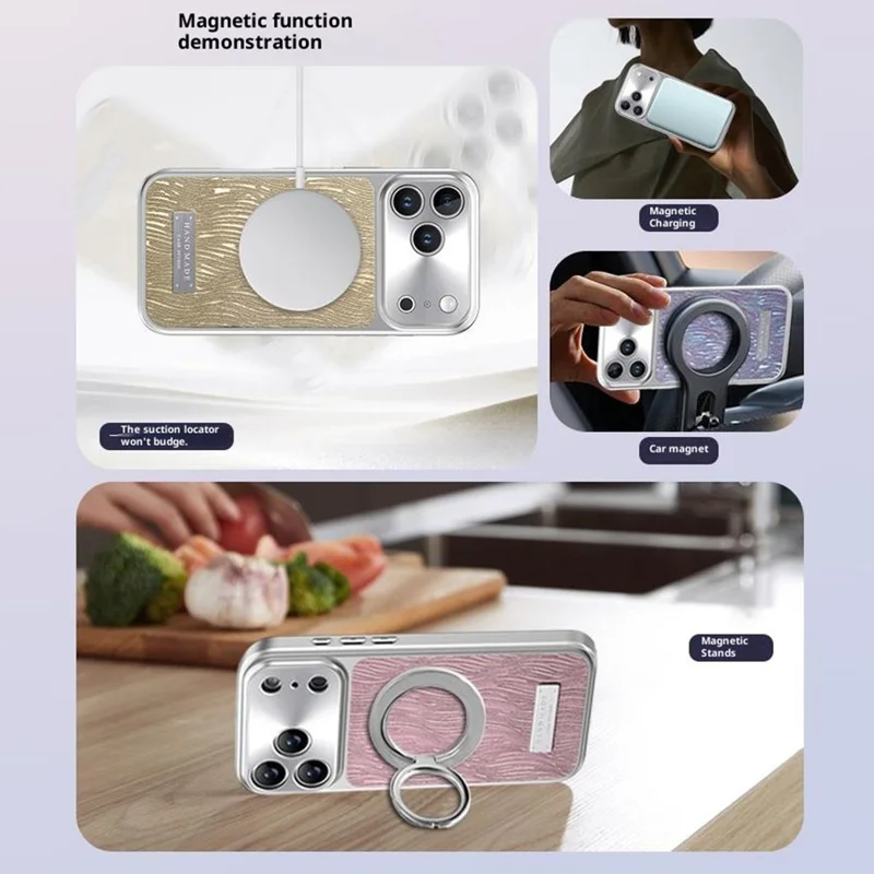 For iPhone 17 Pro Magnetic Case Flowing Water Ripple TPU+PC Shockproof Phone Cover Compatible With Magsafe - Silver