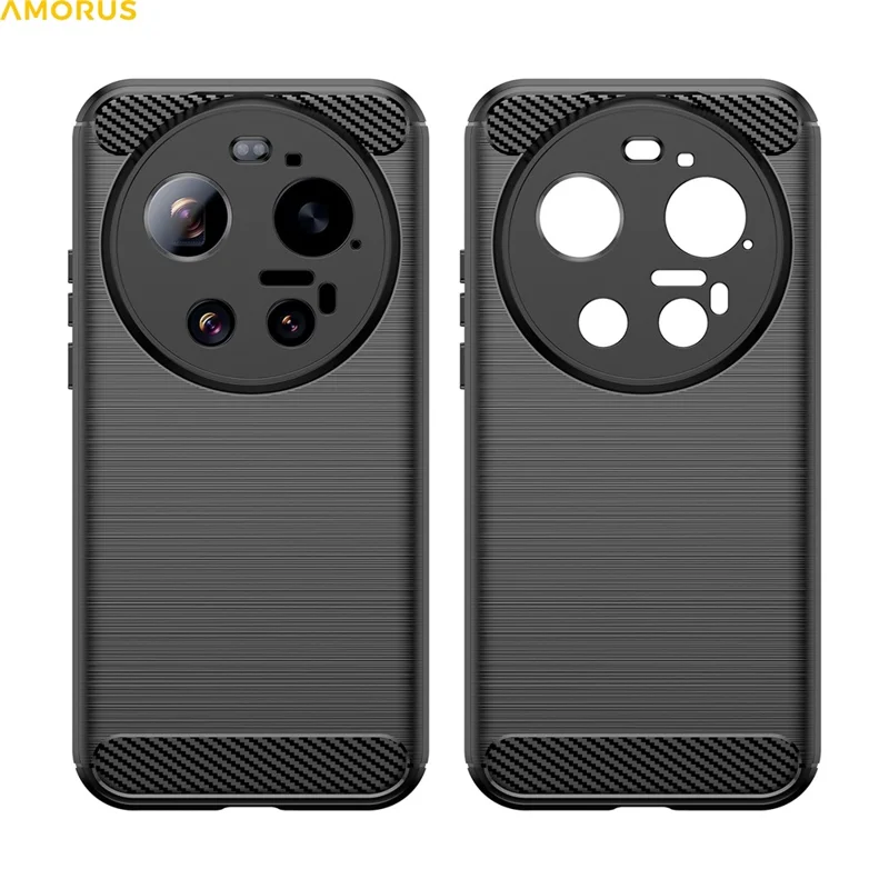 AMORUS For Xiaomi 17 Ultra 5G Case Carbon Fiber Texture Brushed Protective Phone Cover - Black