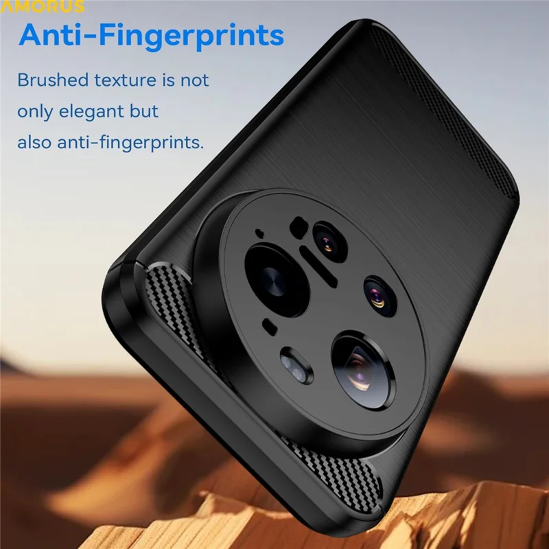 AMORUS For Xiaomi 17 Ultra 5G Case Carbon Fiber Texture Brushed Protective Phone Cover - Black