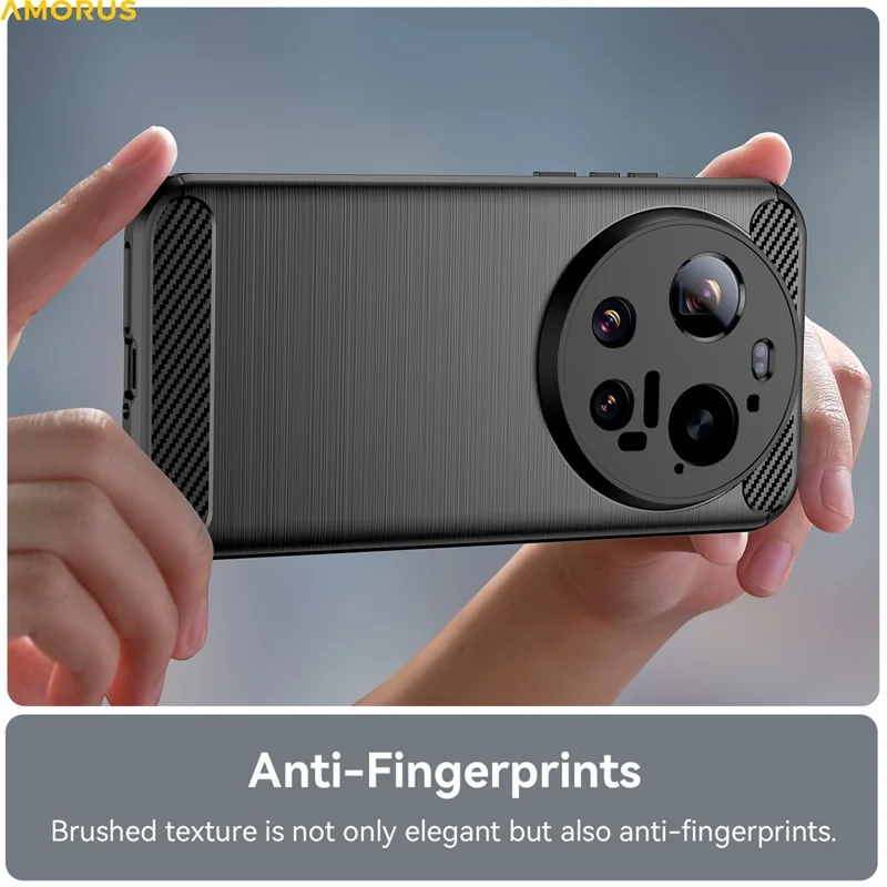 AMORUS For Xiaomi 17 Ultra 5G Case Carbon Fiber Texture Brushed Protective Phone Cover - Black