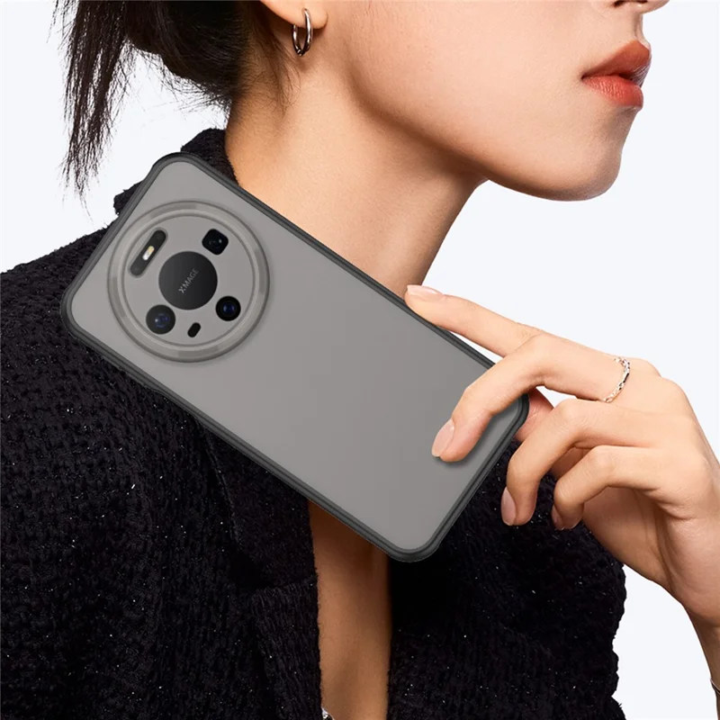 For Huawei Mate 80 Case Drop Proof Airbags Frosted Translucent PC + TPU Phone Back Cover - Black