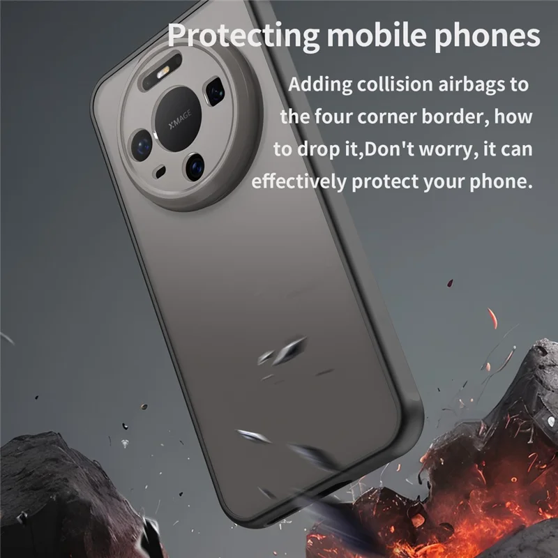 For Huawei Mate 80 Case Drop Proof Airbags Frosted Translucent PC + TPU Phone Back Cover - Black