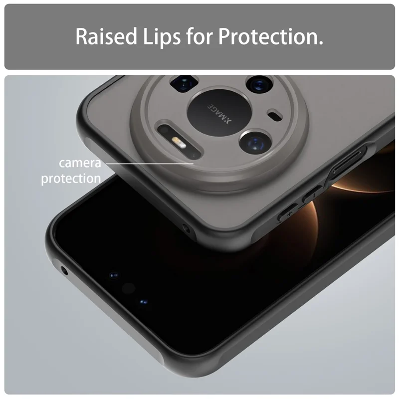 For Huawei Mate 80 Case Drop Proof Airbags Frosted Translucent PC + TPU Phone Back Cover - Black