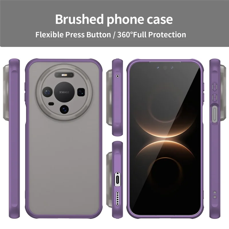 Coque pour Huawei Mate 80 Étui Anti-chute avec Airbags Arrière Translucide Mat PC + TPU - Violet