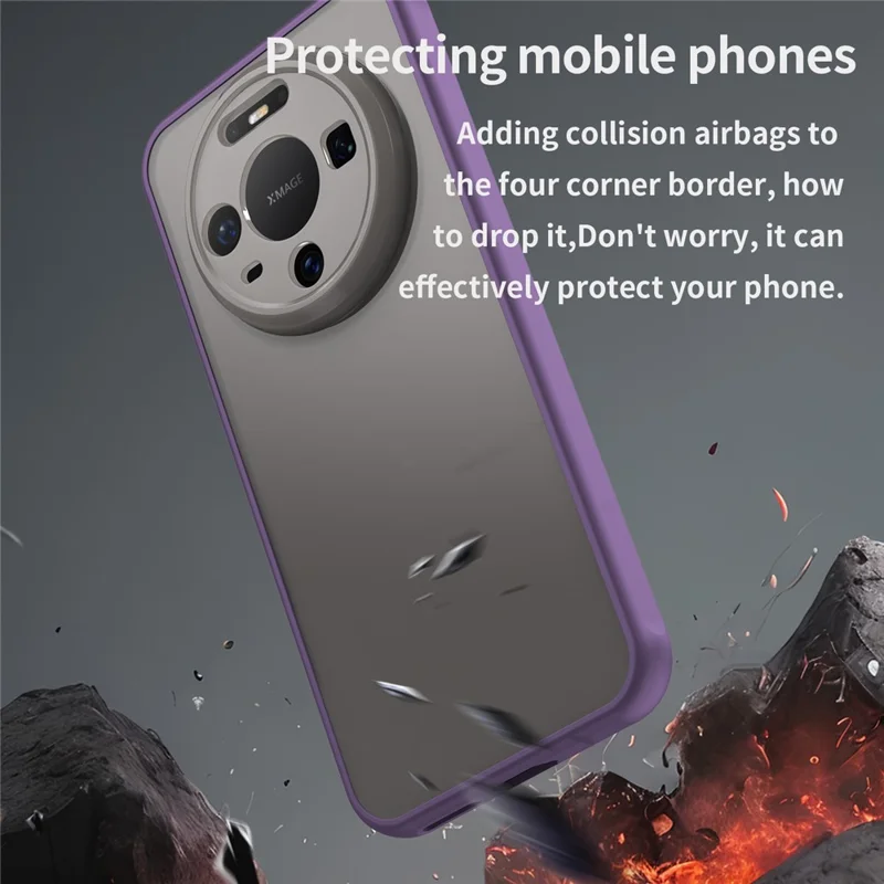 Coque pour Huawei Mate 80 Étui Anti-chute avec Airbags Arrière Translucide Mat PC + TPU - Violet