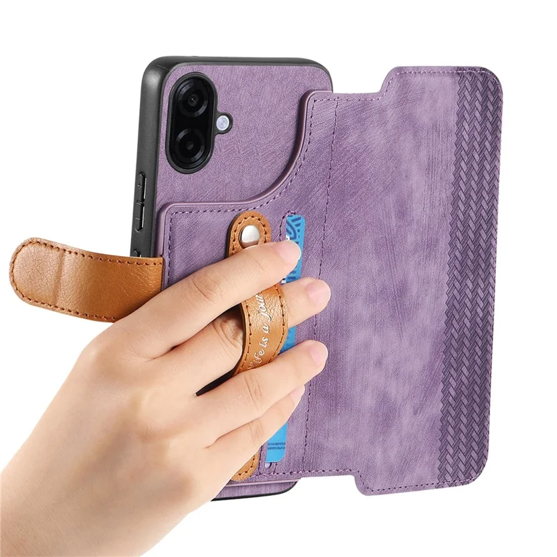 Чехол-кошелек для Samsung Galaxy A07 4G из ретро-кожи с браслетом-подставкой — фиолетовый