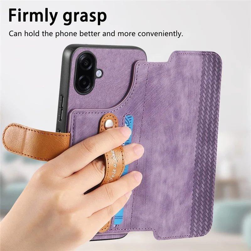 Чехол-кошелек для Samsung Galaxy A07 4G из ретро-кожи с браслетом-подставкой — фиолетовый