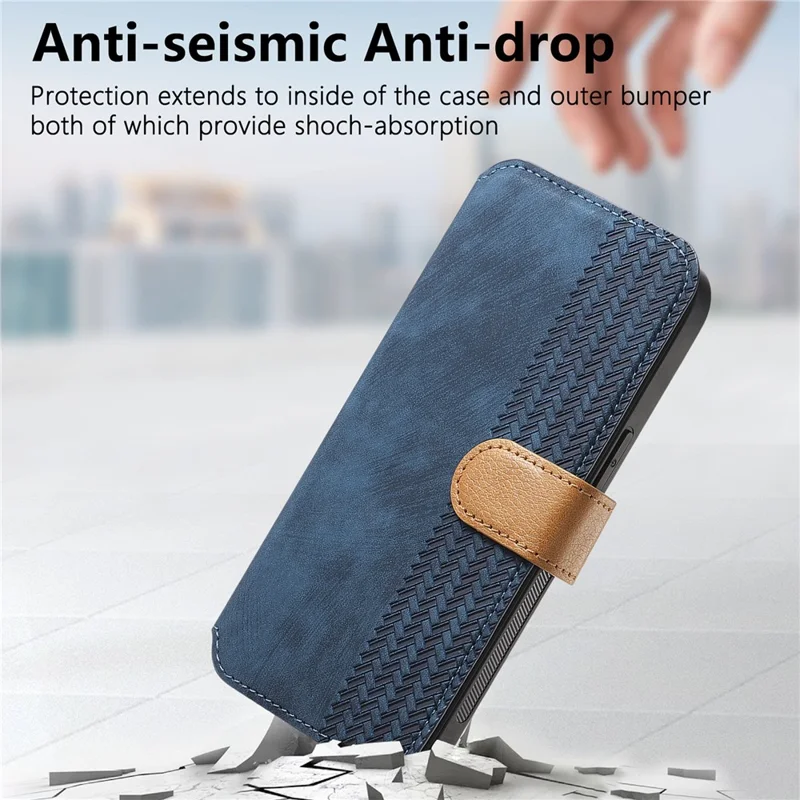 Cover per iPhone 16 Pro Max con Portafoglio in Pelle Retro e Supporto con Cinturino da Polso - Blu