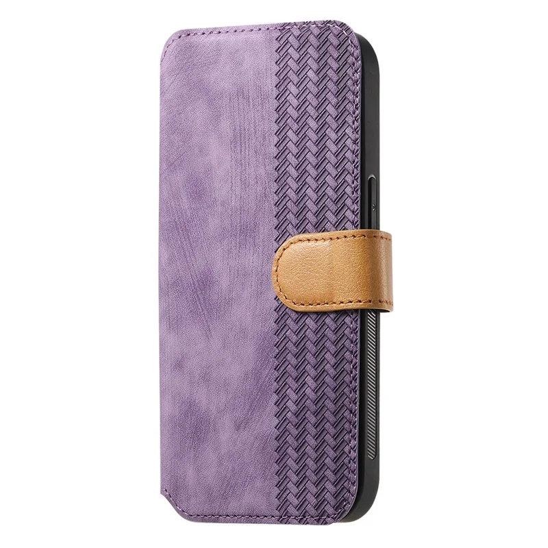Cover per iPhone 16 con Portafoglio in Pelle Retro e Supporto con Cinturino da Polso - Viola
