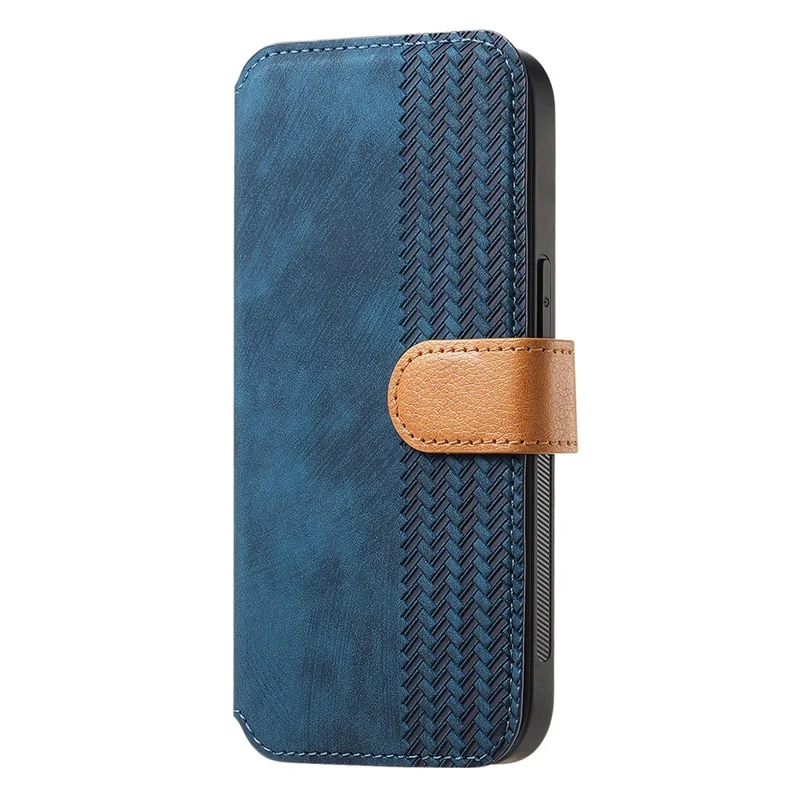 For iPhone 15 Pro Case Wallet Retro Leather Phone Cover with Wristband Kickstand - Blue
