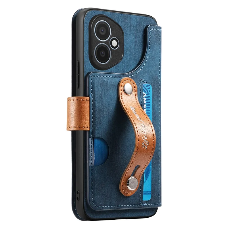For Honor 400 5G (Global) Case Wallet Retro Leather Phone Cover with Wristband Kickstand - Blue