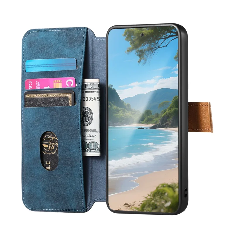 For Honor 400 Pro 5G (Global) Case Wallet Retro Leather Phone Cover with Wristband Kickstand - Blue