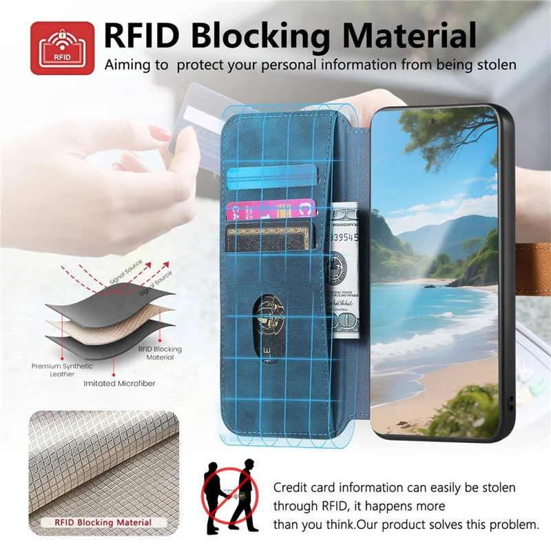 For Honor 400 Pro 5G (Global) Case Wallet Retro Leather Phone Cover with Wristband Kickstand - Blue