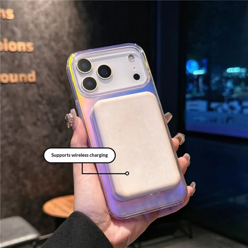 Funda magnética para iPhone 17 Pro compatible con MagSafe, carcasa de teléfono con cambio de color láser TPU + PC - superficie láser / brillante