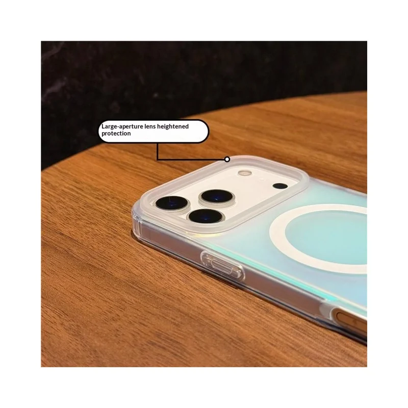 Funda magnética para iPhone 17 Pro Max compatible con MagSafe, funda de teléfono con cambio de color láser gradiente TPU + PC - superficie mate