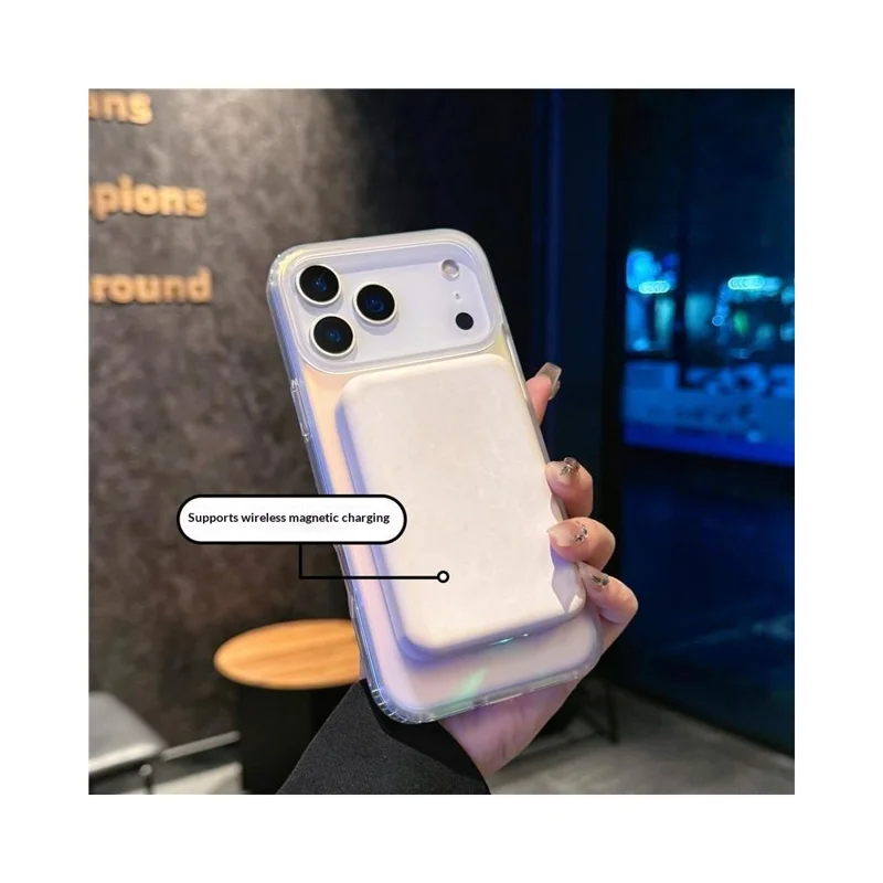 Funda magnética para iPhone 17 Pro Max compatible con MagSafe, funda de teléfono con cambio de color láser gradiente TPU + PC - superficie mate