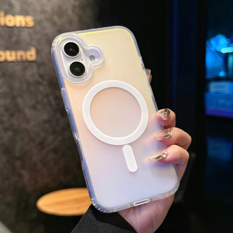 For iPhone 17 Magnetic Case Compatible with MagSafe TPU + PC Laser Gradient Color Changing Phone Cover - Matte