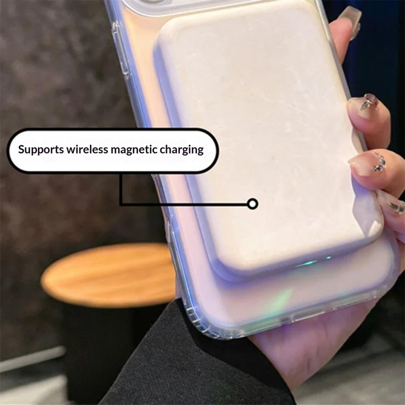 For iPhone 17 Magnetic Case Compatible with MagSafe TPU + PC Laser Gradient Color Changing Phone Cover - Matte