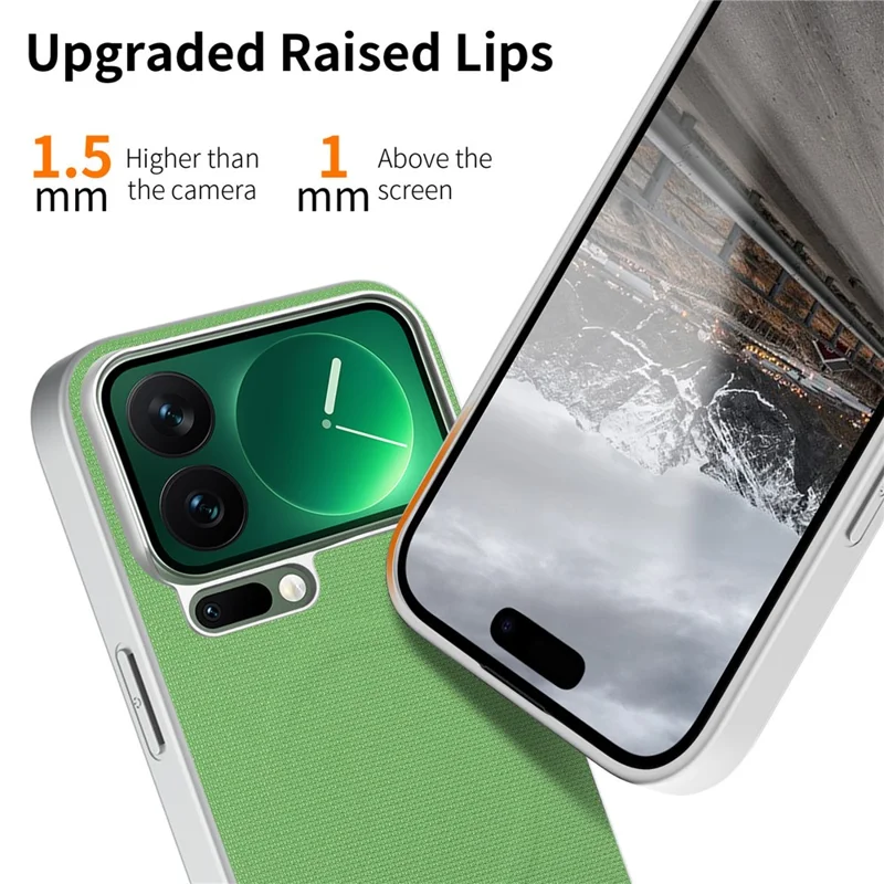 Coque magnétique pour iPhone 17 Pro Max, housse en cuir avec texture fine grille, combinée à PC et TPU - Vert