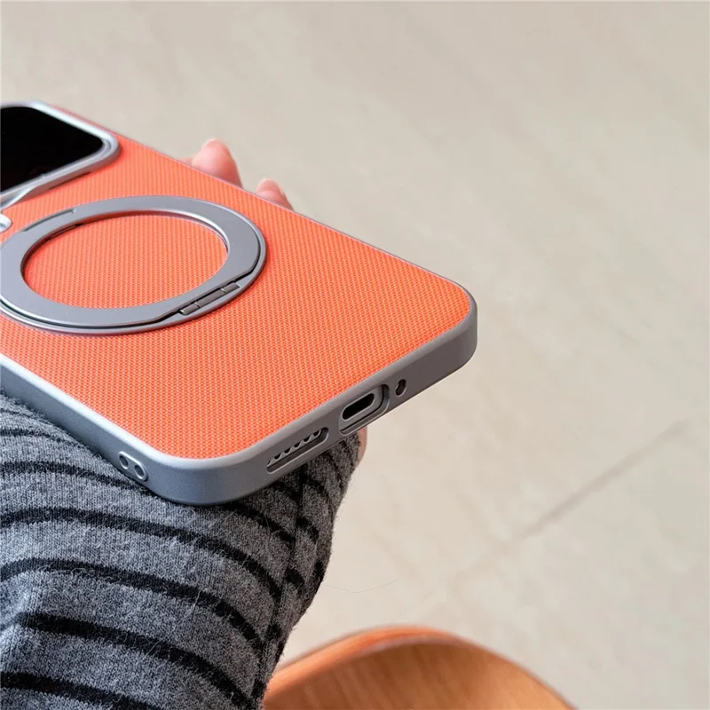 Voor Xiaomi 17 Pro Max Magnetische Hoes Ringstandaard Fijne Rasterstructuur Leren + PC + TPU Telefoonhoes - Lichtgrijs