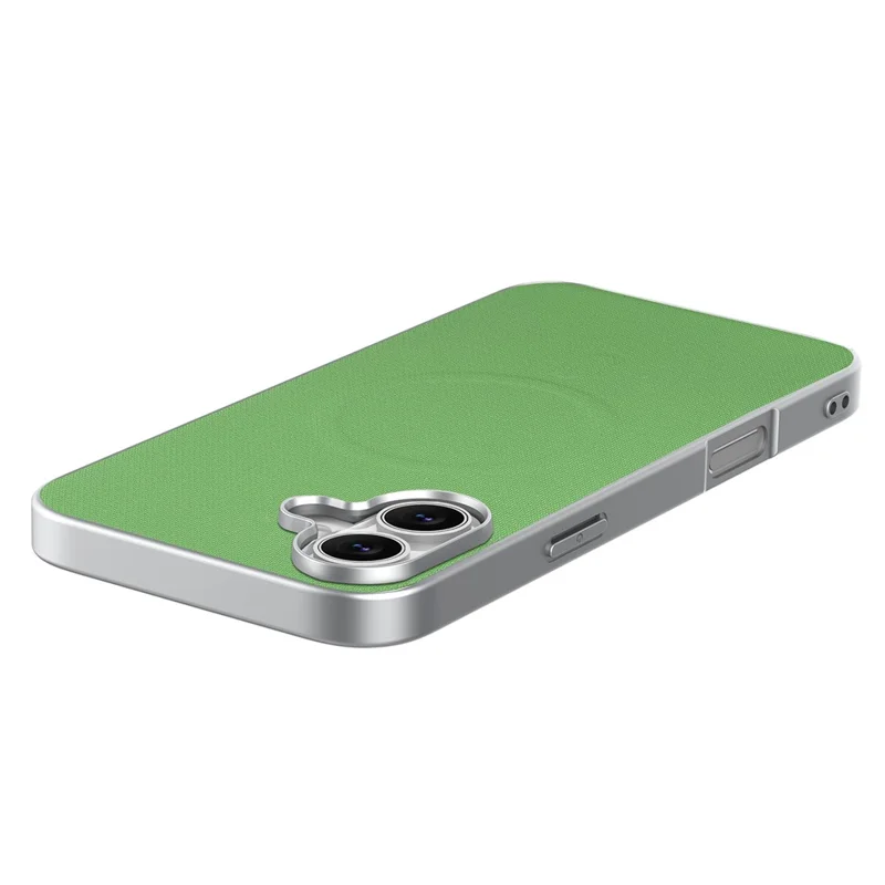 For iPhone 17 Magnetic Case Fine Grid Texture Leather + PC + TPU Phone Cover - Green
