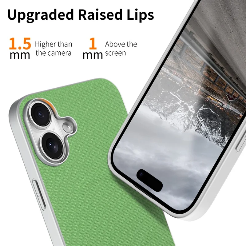 Capa Magnética para iPhone 16 com Textura de Grelha Fina em Pele + PC + TPU - Verde
