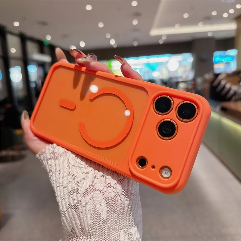 For iPhone 17 Pro Magnetic Case Compatible with MagSafe PC + TPU Shockproof Phone Cover (Precise Lens Cutouts) - Orange