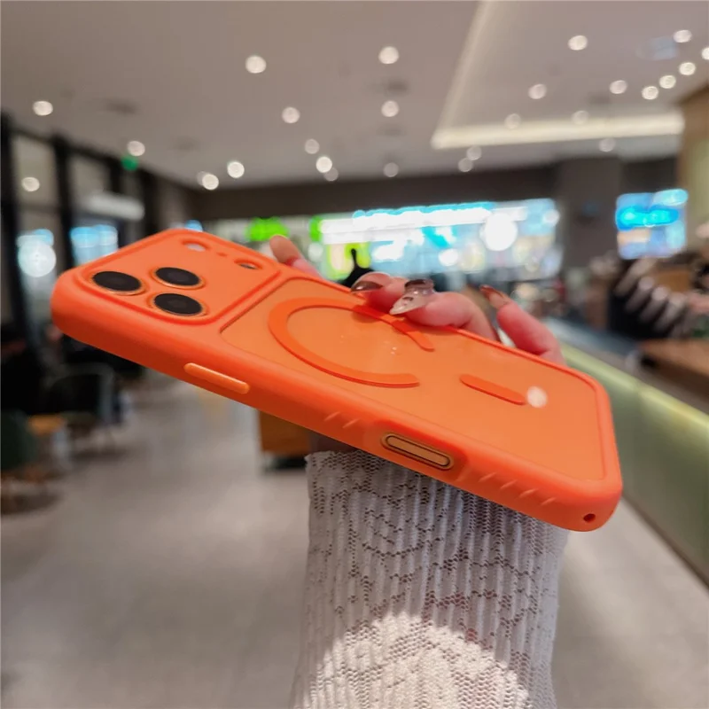 For iPhone 17 Pro Magnetic Case Compatible with MagSafe PC + TPU Shockproof Phone Cover (Precise Lens Cutouts) - Orange