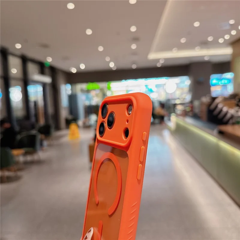 For iPhone 17 Pro Magnetic Case Compatible with MagSafe PC + TPU Shockproof Phone Cover (Precise Lens Cutouts) - Orange