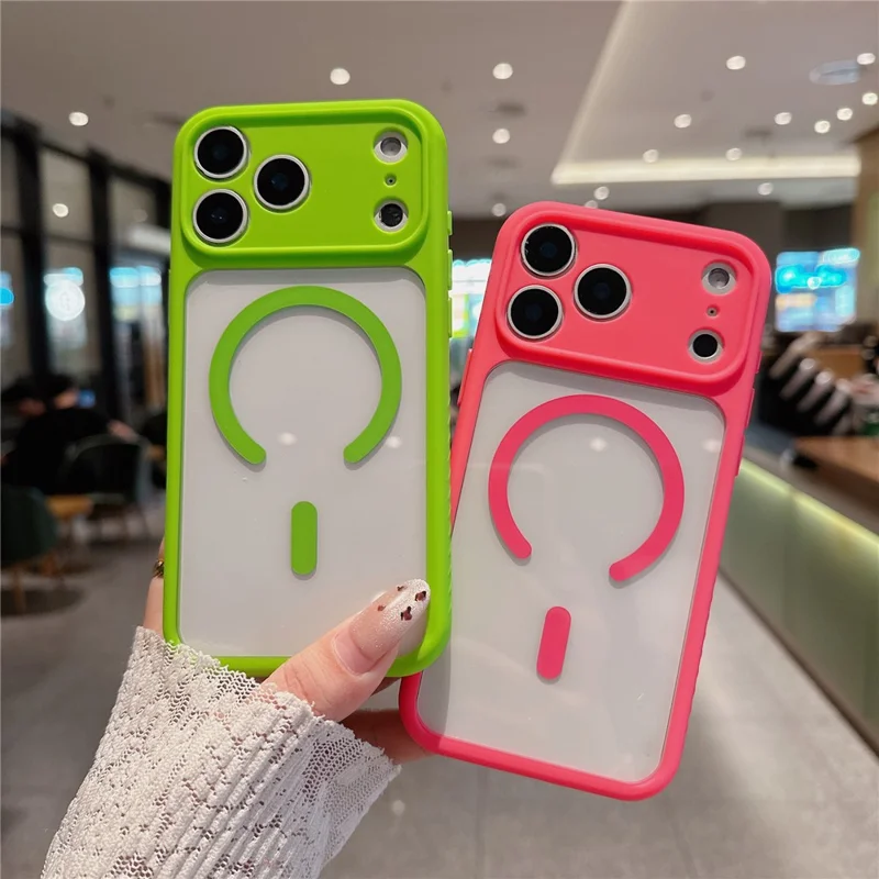 For iPhone 17 Pro Max Magnetic Case Compatible with MagSafe PC + TPU Shockproof Phone Cover (Precise Lens Cutouts) - Orange